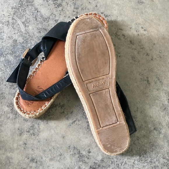 ALOHAS Black leather and jute ; size 40 - Picture 2 of 4